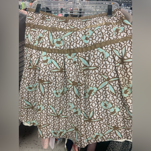 Floral Patterned Skirt - Brown and Green - Picture 1 of 1